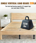 Heavy Duty Adjustable Bed Support Legs 4 Pack Fix That Wobbly Frame Fast Hella Sturdy Plastic Reinforcements For Slat And Wood Beds No More Nighttime Creaks Easy Height Tuning From 7.8 To 13 Inches Upgrade Kit with 1320 lbs load capacity displayed on a wooden bed frame.