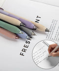 Close-up of Gel Pen Set With 0.5mm Fine Point Black Ink For Smooth Retractable Writing Perfect For Office And School 12 Count