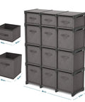12 Cube Storage Organizer Set With Fabric Cubes And Steel Frame Dope Build Sturdy DIY Cube Shelves For Bedroom Playroom Dorm Or Office Neutral Gray With Included Bins For Easy Clutter Control