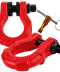 Beefy Off Road Recovery Shackles With Anti Theft Lock 80k Lbs Strength 40 Tons For Tow Strap Or Winch Line D Rings And Uber Lock Security Pin Red 2 Pack