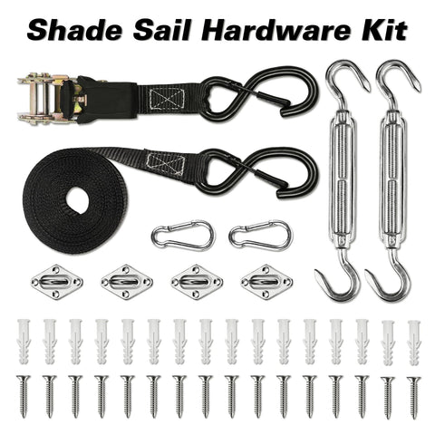 Beige 24x24 Sun Shade Sail With Beefy Heavy Duty Stainless Wire Rope Kit Includes 8 Inch Hardware For Outdoor Mounting