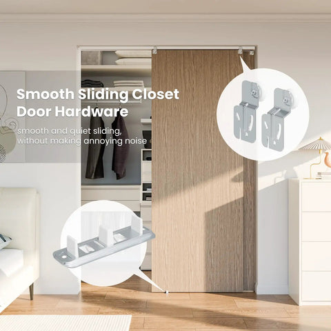 Sliding Barn Door Floor Guide With Adjustable Roller U Shape, Flush Mount Bottom Track Stabilizer For Smooth, Quiet Sliding, Space Saving Aluminum Alloy Design With Concealed Pulleys, Ideal For Interior Doors And Farmhouse Style Homes, silver floor guide on sliding closet door