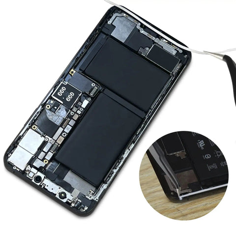 Two And Three Millimeter Wide 50M LCD Repair Tape Adhesive For Phone Screens on smartphone with tweezers detail view