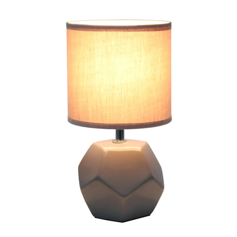 Round Prism Mini Table Lamp With Matching Fabric Shade Black Ceramic Base Compact Desk Light With Easy Rotary Cord Switch Uses 40W Equivalent Candelabra Bulb Or Type G Globe Bulb Not Included