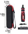 Heavy Duty Hard Shell Protective Case For Rechargeable 4V Cordless Screwdriver, black with red accents, 7.48" size.