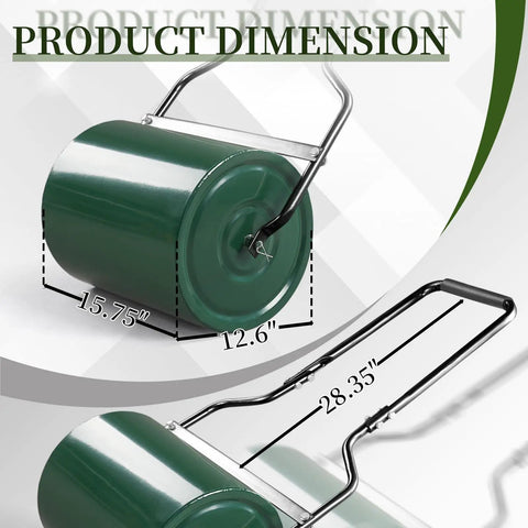 Beefed Up Heavy Duty Lawn Roller 8 Gallon Water Or Sand Fill With Drain Plug And U Shaped Handle For Push Or Pull Operation