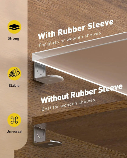Image of Absolute Game Changer 50 Pack Heavy Duty Shelf Support Pegs with rubber sleeves for stable glass or wood shelves.