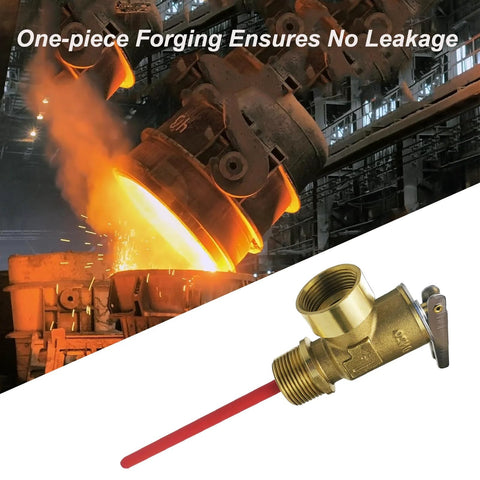 LECLOC brass temperature and pressure relief valve, 3/4 in NPT with epoxy-coated probe for water heaters.