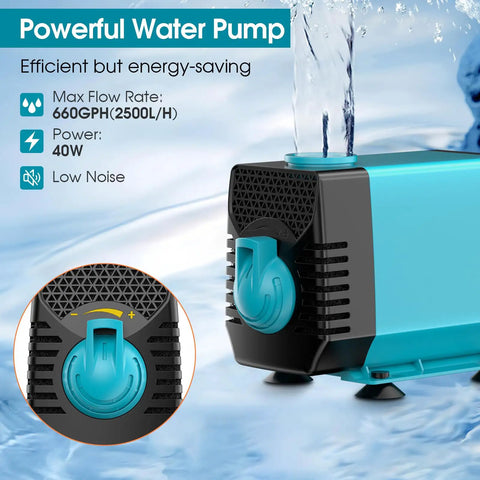 Pond Waterfall With Pump Kit 304 Stainless Steel Spillway Easy Install 40W 660GPH Pump 9.8Ft Corrugated Tubing