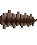 Natural Walnut Wooden Piano Coat Rack Wall Mounted With Eight Heavy Duty Flip Down Hooks For Coats Bags And Keys Space Saving Entryway Stand Keeping Your Sweet Gear Snug And Ready.