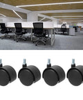 Rcniso Silent Furniture Caster Set with Smooth Bearing for Cabinet Cart, 360 Degree Rotation for Office Use, black casters with wheels.