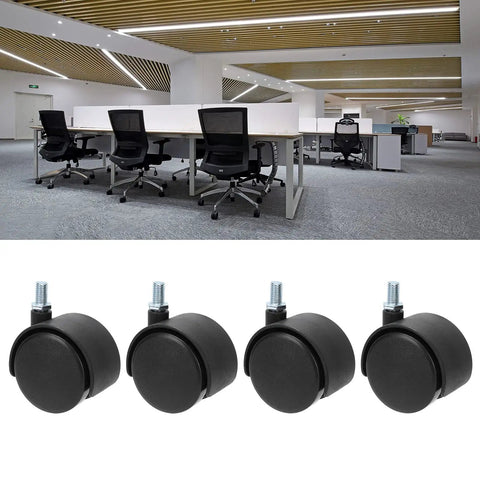 Rcniso Silent Furniture Caster Set with Smooth Bearing for Cabinet Cart, 360 Degree Rotation for Office Use, black casters with wheels.