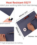 ESD anti-static silicone soldering mat, gray, 15.9 x 12 in (4 mm thick) with grounding wristband and wire.