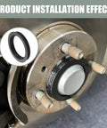 Heavy Duty Hub Centric Rings 2.87 Inch OD 2.36 Inch ID Wheel Centering Reducer sealing adapter installed on wheel hub.