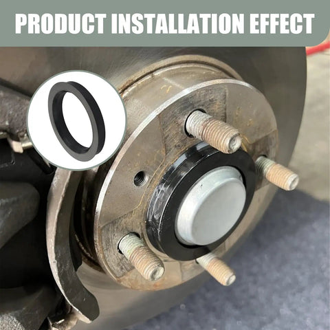 Heavy Duty Hub Centric Rings 2.87 Inch OD 2.36 Inch ID Wheel Centering Reducer sealing adapter installed on wheel hub.