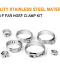 Single Ear Oetiker Hose Clamp Kit With 92 Pcs Crimp Clamps Eight Size Range 6.0 to 22.6mm Includes Pliers And Gloves 304