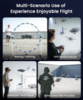 Images showing Dope ELRS FPV Whoop Drone RTF with Pocket Controller in varied FPV racing and freestyle training scenarios.