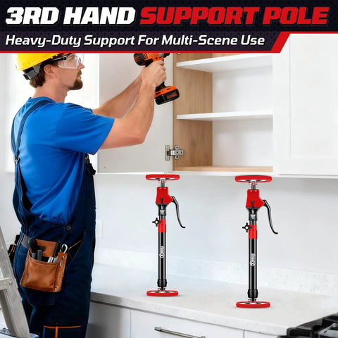 Cabinet Jacks And Your Go To Heavy Duty Third Hand Tools With Adjustable Poles From 18.5 To 29.5 Inches Set Of 4 in use during cabinet installation