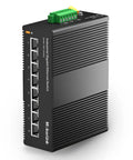 8-Port Gigabit Industrial DIN Rail Ethernet Switch With 16Gbps Switching Capacity, IP40 Rated, rugged aluminum case