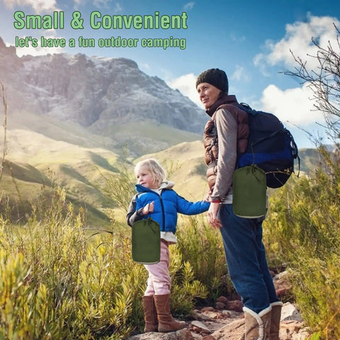 Family hiking with portable campin hammock for single or double use, carrying compact 210D nylon swing with tree straps