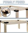 Heavy Duty Workbench Corner Brackets Kit For 2x4 Wood 3 Way Right Angle Brackets Actual 1.5x3.5 Inches Fit Includes Screws DIY Custom Work Table Build For Home DIY Projects, shown installed on wooden frame.