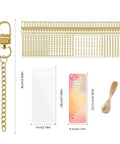 The Real Deal On DIY Keychain Crafting Comes In This Huge Kit Loaded With Iron Clasps Extender Chains Cards And Zip Pouches Plus Ropes To Build Sick Custom Keys Anyone Will Love It Done In Hours Perfect For Rainy Afternoons Or Group Time At Home Now. gold metal keychain kit with 3.54in clasp, chains, card, pouch, and rope