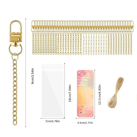 The Real Deal On DIY Keychain Crafting Comes In This Huge Kit Loaded With Iron Clasps Extender Chains Cards And Zip Pouches Plus Ropes To Build Sick Custom Keys Anyone Will Love It Done In Hours Perfect For Rainy Afternoons Or Group Time At Home Now. gold metal keychain kit with 3.54in clasp, chains, card, pouch, and rope