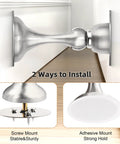 Heavy Duty Magnetic Door Stopper Set In Brushed Nickel For Bottom Of Doors That Keeps Doors Open Wall And Floor Mount Stainless Steel Door Catch 2 Pack with installation options displayed.