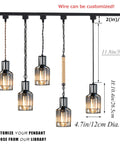 Circular Dimmable Pendant Light For Track Systems, H Type Pendant With Clear Crystal Shade, Industrial Vintage Style Iron Halo