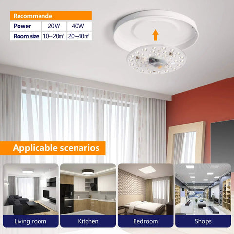 Room showcasing 6 Inch LED Light Engine Retrofit Kit, 20W, 2100 Lumens, 6000K Cool White, AC85 265V for ceiling mount