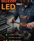 Mechanic using Digital Torque Wrench 3/8 Drive With 5-99.5 Ft-Lb Range, 6.7-135 Nm, 1% Accuracy, Electric LCD Readout on engine