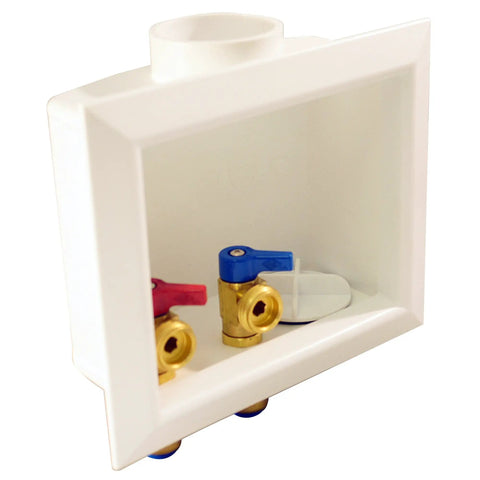 Lead Free Dezincification Resistant Brass Valve Box With 3/4 Inch Male Hose Thread Outlets, Push-To-Connect Design shown in image