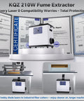 Industrial Grade Laser Fume Extractor With Exhaust Hose For Laser Engraver And Cutter Under 60W on display with certificates.
