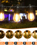 96 Ft Outdoor LED String Lights With 32 Shatterproof Filament Bulbs 2700K Warm Glow Waterproof Patio Lights in dimmable settings view