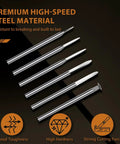 Pro Grade Wood Carving Drill Bits Set For Dremel Rotary Tool, 6 Piece Engraving Kit with 3mm Shank on black background