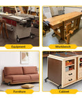 Image of retractable workbench casters with quick release plate four pack on equipment and furniture for easy mobility.