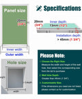 Specifications for Straight Up Reliable Concealed Access Door For Drywall And Metal 16 By 44 Inch Plumbing Cover Panel with dimensions.