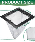 Two Pack Square Catch Basin Drain Filter 12 Inch To Stop Clogs And Backups In Lawn Garden Landscaping And Patio Infiltration System Removable Setup For Smooth Drainage showing dimensions of filter