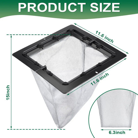 Two Pack Square Catch Basin Drain Filter 12 Inch To Stop Clogs And Backups In Lawn Garden Landscaping And Patio Infiltration System Removable Setup For Smooth Drainage showing dimensions of filter