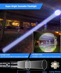 Beast mode long range zoomable flashlight beam illuminating underpass, Ultra Bright 990000 Lumen USB Rechargeable Flashlight in action.