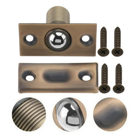 Cool And Sturdy Ball Catch For Top Of Door With Built-In Spring Invisible Latch, thick brass body with screws and mechanism.