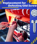 Person using 100 Pack Car License Plate Screws 14 By Three Quarter Inch Slotted Hex Head Mounting Screws For License Plates