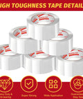 Heavy Duty Packing Tape For Moving Boxes 6 Rolls Clear With Dispenser And Utility Knife 1.89 Inch By 65 Yard