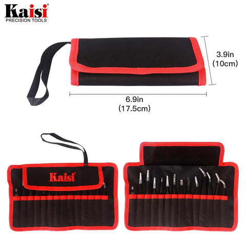 14 Piece Precision Tweezers Set Pro Grade Anti Static Stainless Steel For Craft Jewelry Electronics And Lab Work in black case