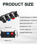 Three Way Spring Terminal Clip Push Release Connector Plate For Speaker Terminals Red Blue Black Color Coded 50mm 25mm 21mm Size With 45mm Mounting Holes WP3 19 5 Pcs Test Clips product size diagram