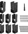 Concealed Joist Hanger Set For 2x4 Beams, Heavy Duty Q235B Steel With Black Powder Coat, Weatherproof Outdoor Trim Hangers, 8 Pack