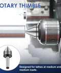 MT2 Tailstock Live Center For Wood Lathe Beefy Heavy Duty Steel Live Revolving Center With 60 Degree Ball Bearing Precision High Speed Turning CNC Compatible Lathe Accessory For Metal And Wood in use on a lathe machine.