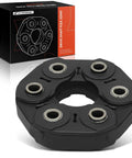 Drive shaft flex joint coupling, front view; black with six metal bushings, for Dodge Journey/Avenger/Pacifica