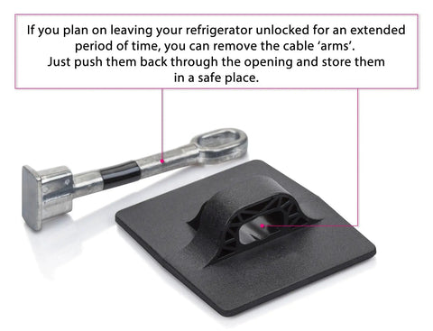 Refrigerator Door Lock With Padlock Black High Security No Drilling Required Durable Plate Lock detail with removable cable
