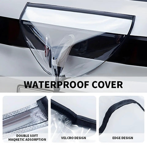 All Black EV Charging Port Protector With Magnetic Guard And Secure Strap Fits Steel Body Rides To Block Grime And Hold Fast Through Daily Commutes And Road Warriors, featuring transparent waterproof cover and magnetic seal.